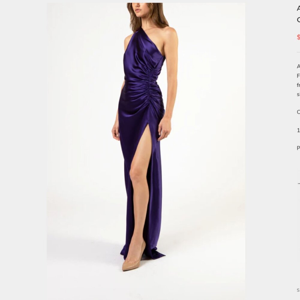 Asymmetrical gathered gown - plum